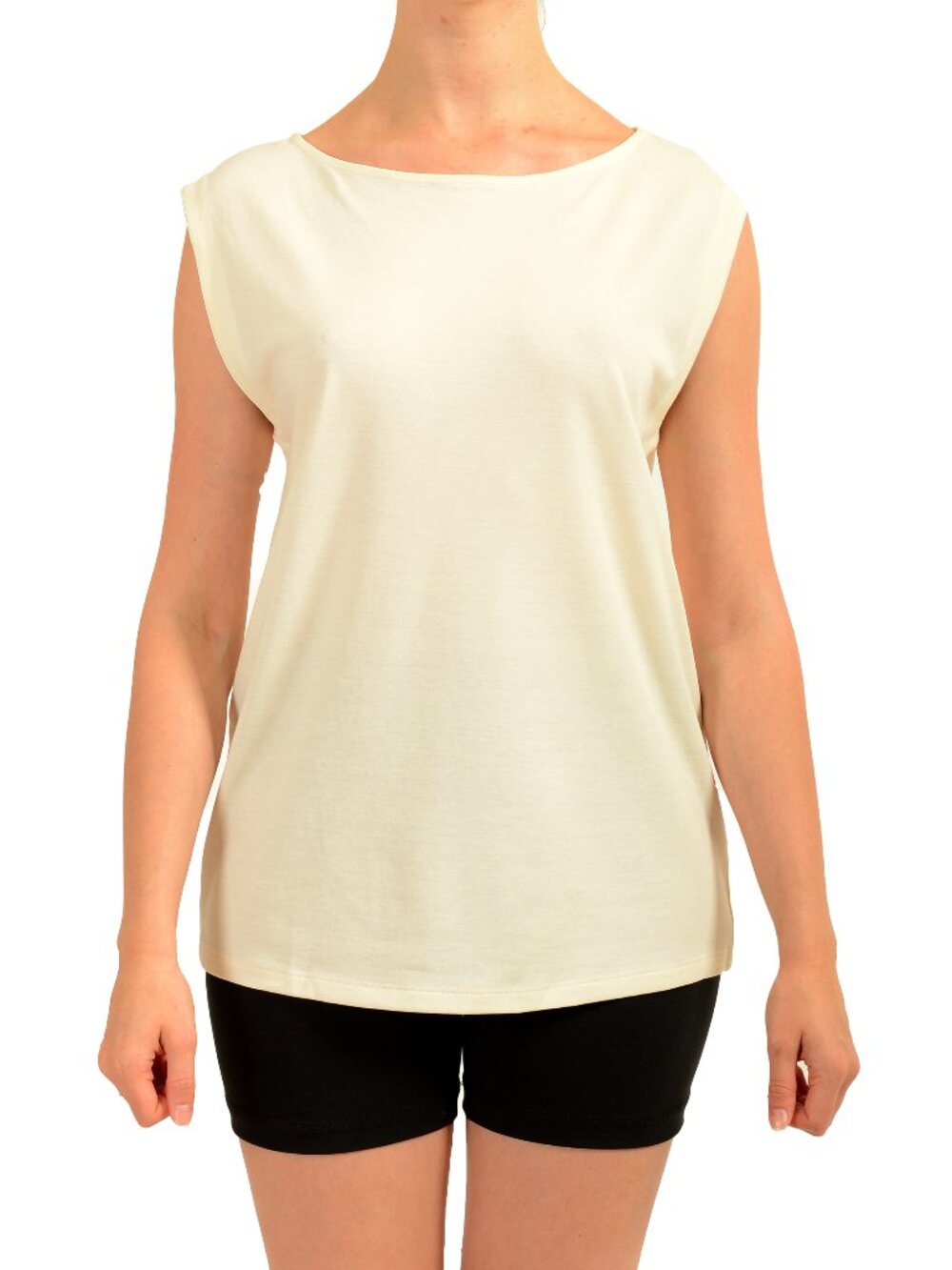 Hugo Boss Women's "Ecreta" Boat Neck Ivory Sleeveless Blouse Top US S IT 40